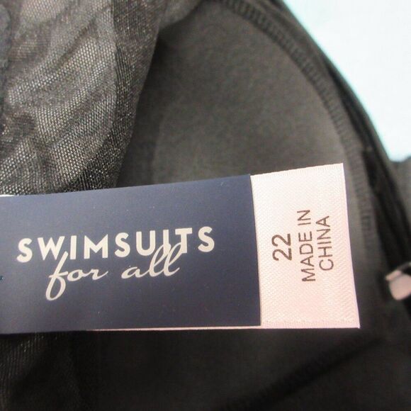 SWIMSUITS FOR ALL Macrame High Neck Swimdress Size 22 Black White Geometric NWT - Picture 11 of 14